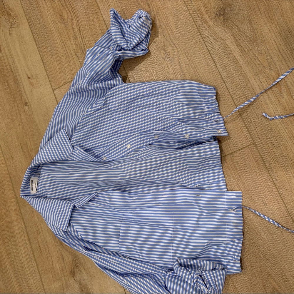 Blue and White Striped Button-Up Shirt